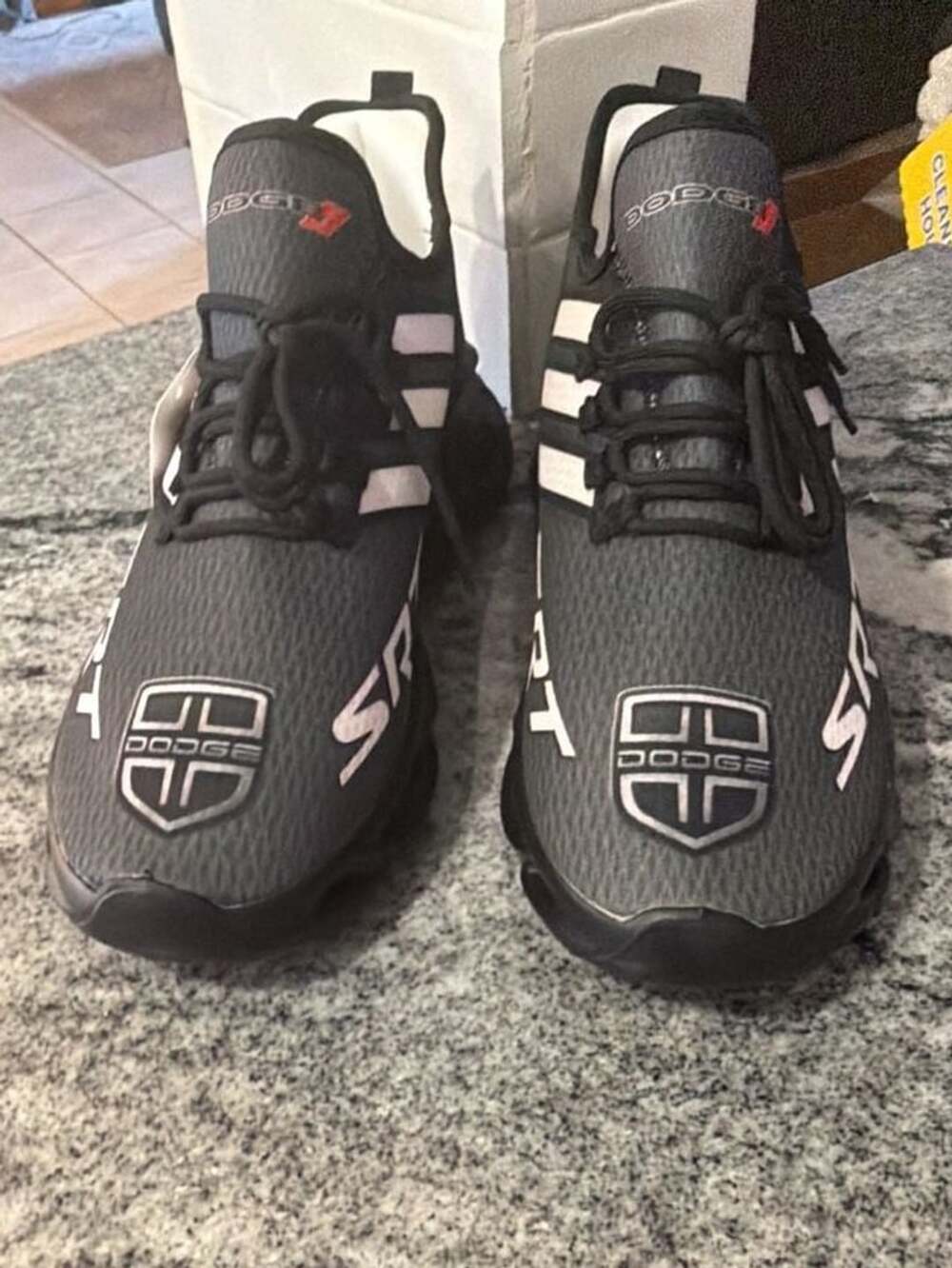 Dodge SRT Hellcat Custom Athletic Sneakers Black White Size 45